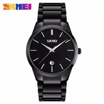 Jam Tangan Pria Analog Stainless Original SKMEI 9140CS Hitam