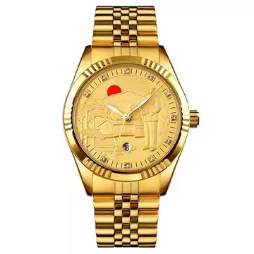 Jam Tangan Pria Analog Stainless Original SKMEI 9233CS Gold