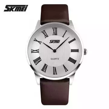 Jam Tangan Pria Leather Original SKMEI 9092CL Coklat