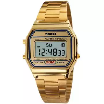 Jam Tangan Pria Digital Stainless Original SKMEI DG1123 Gold