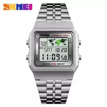 Jam Tangan Pria Digital Stainless Original SKMEI DG1338 Silver