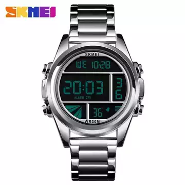Jam Tangan Pria Digital Stainless Original SKMEI DG1448 Silver