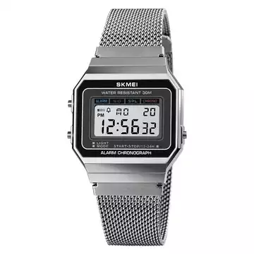 Jam Tangan Pria Digital Stainless Original SKMEI DG1639 Silver
