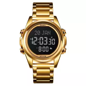 Jam Tangan Pria Digital Kiblat Original SKMEI DG1667 Gold