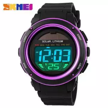 Jam Tangan Pria Digital Solar Original SKMEI DG1096 Ungu