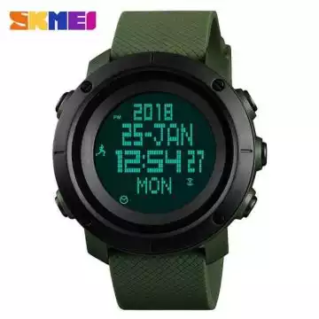 Jam Tangan Pria Digital Compass Pedometer Original SKMEI DG1430 Hijau