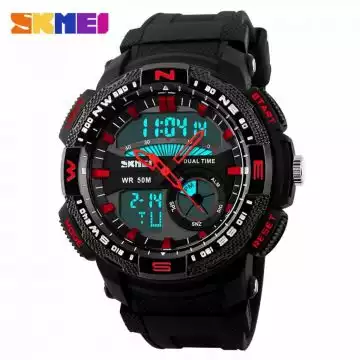 Jam Tangan Pria Dual Time Original SKMEI AD1109 Merah