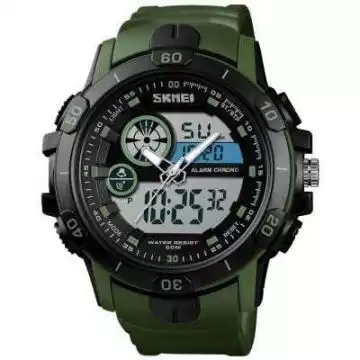 Jam Tangan Pria Dual Time Original SKMEI AD1428 Army