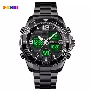 Jam Tangan Pria Dual Time Stainless Original SKMEI AD1649 Hitam