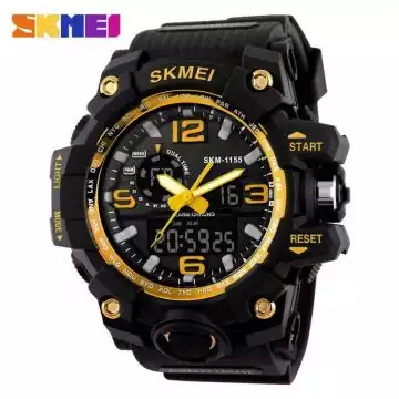 Jam Tangan Pria Dual Time Original SKMEI AD1155 Kuning