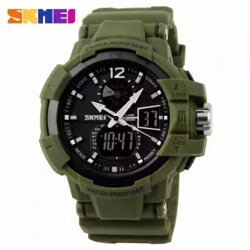 Jam Tangan Pria Dual Time Original SKMEI AD1040 Army