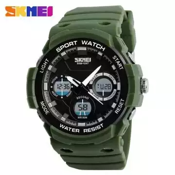 Jam Tangan Pria Dual Time Original SKMEI AD1247 Hijau