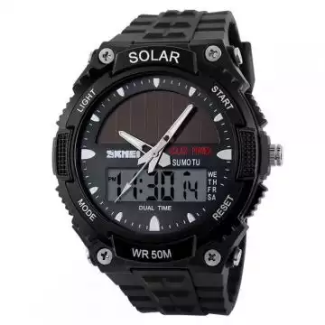 Jam Tangan Pria Dual Time Solar Original SKMEI AD1049E Hitam