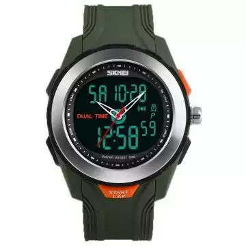 Jam Tangan Pria Dual Time Original SKMEI AD1157 Hijau