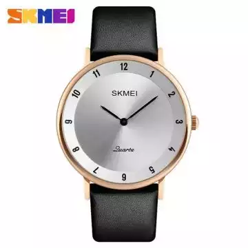 Jam Tangan Pria Original Analog Leather SKMEI 1263CL Gold