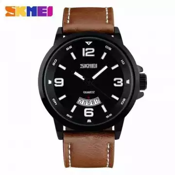 Jam Tangan Pria Original Analog Leather SKMEI 9115CL Coklat