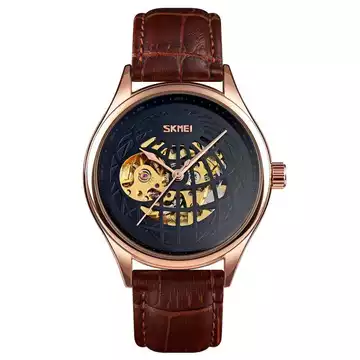 Jam Tangan Pria Automatic Original Leather SKMEI 9209CL Rose