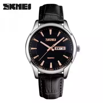 Jam Tangan Pria Original Leather SKMEI 9125CS Hitam