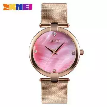 Jam Tangan Wanita Stainless Original SKMEI 9177CS Pink